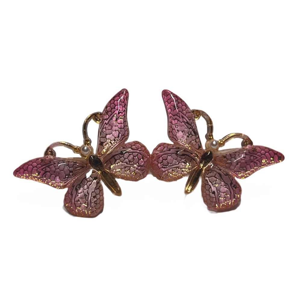Pink Acrylic Butterflies Hair Clips